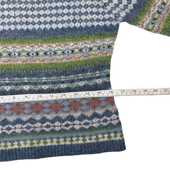 Vintage Fair Isle Wool Sweater V-Neck Nordic Knit Cozy Hygge Winter Pullover M - Picture 9 of 12